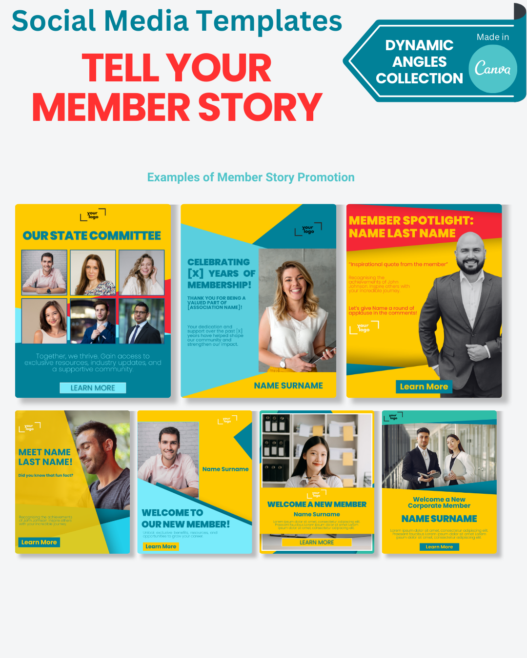 Tell Your Member Story Templates | The Dynamic Angles Collection